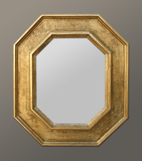 Miroir decoration octogonal dorure or